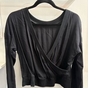 n:Philanthropy Black Long Sleeve Faux Wrap Reversible Blouse